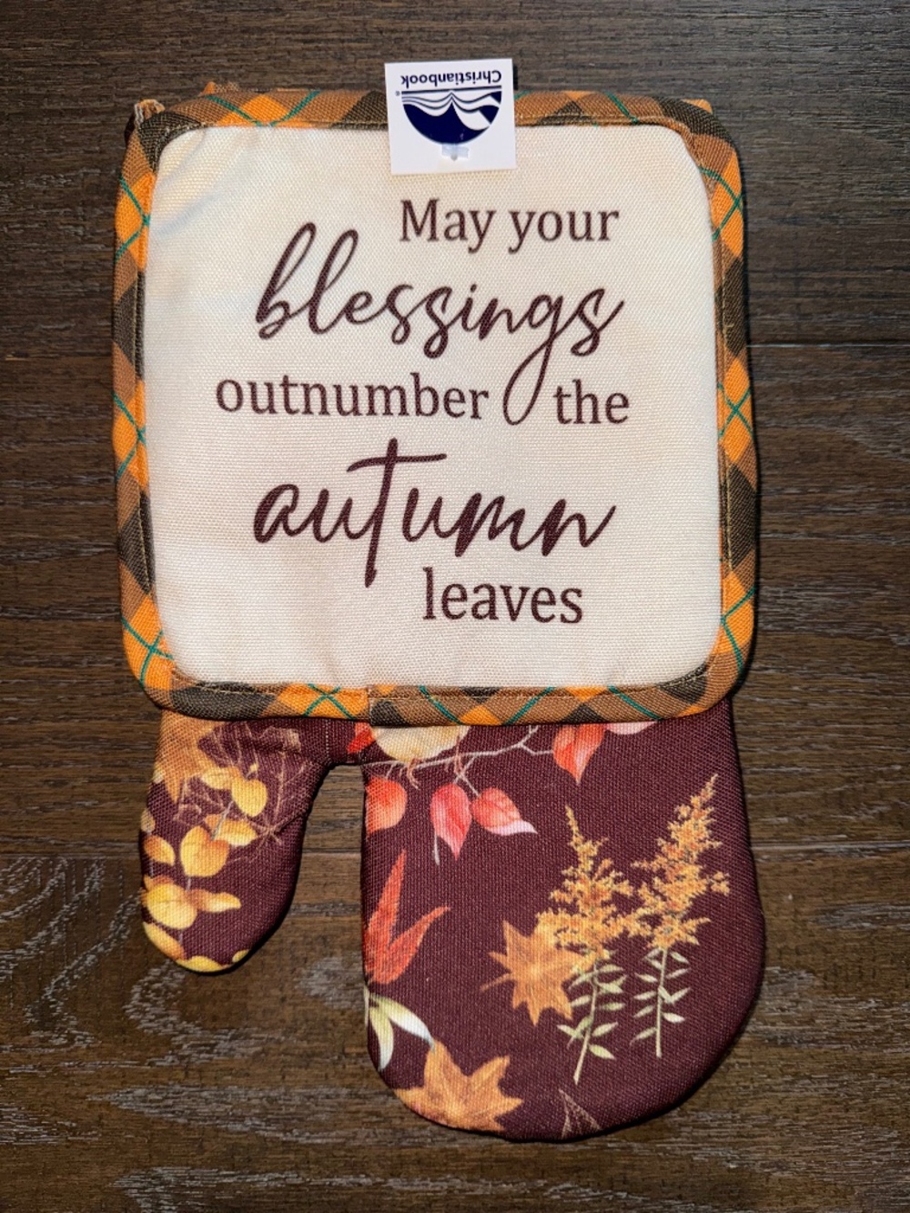 New Fall Oven Mitt & Pot Holder Set Autumn Leaves